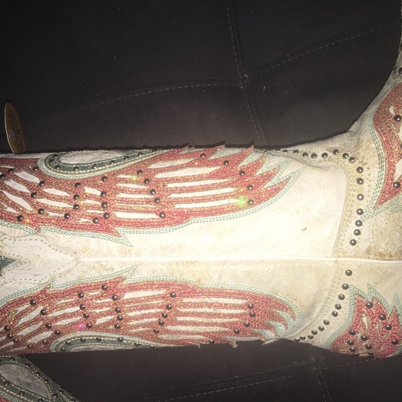 Glitz Corral leather boots ladies size 7 wings super sexy chic boots - Picture 8 of 8